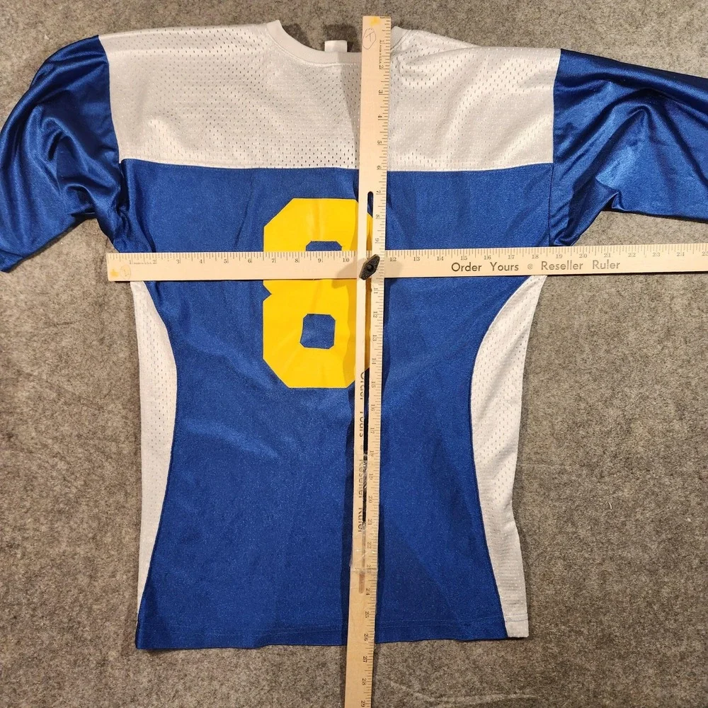 Sabers Football Jersey Adult Blue White Yellow Number 8 Mesh High‎ School - Picture 5 of 7